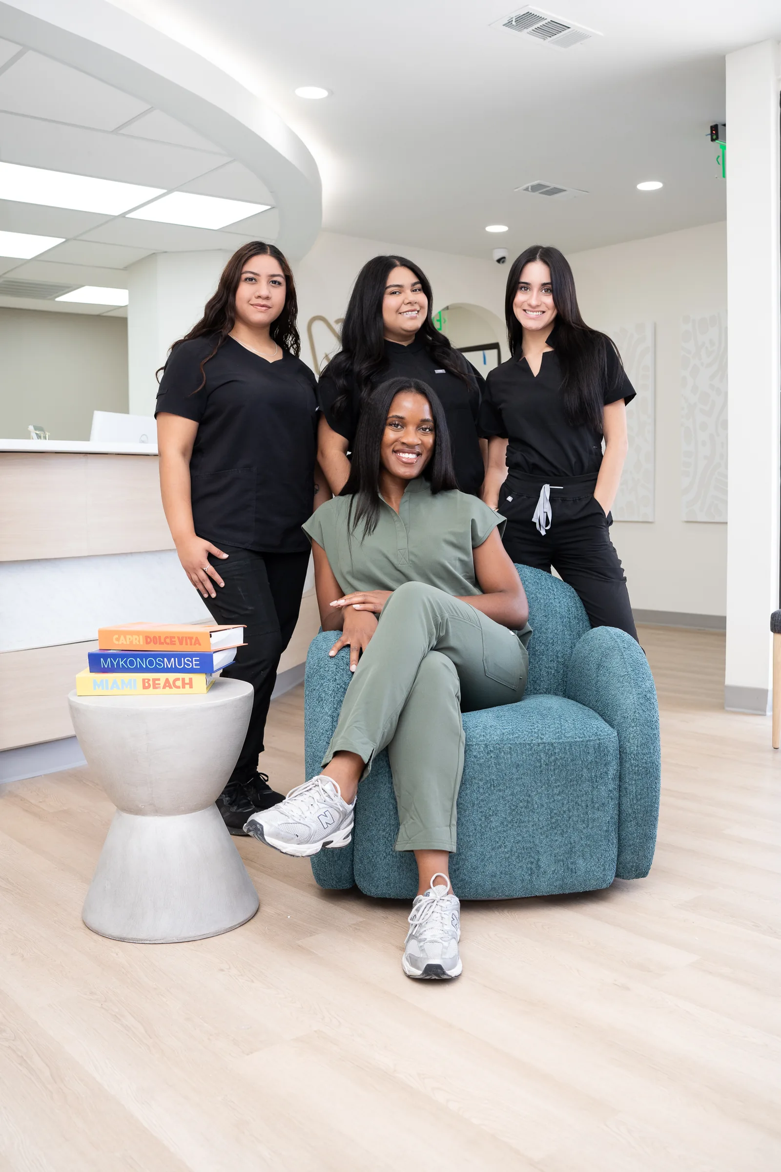 The North Dallas Smiles clinical team in the practice lounge